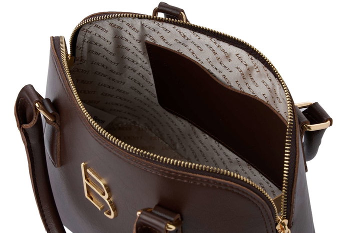 Lucky Bees Brigitte v2 Bolso de Mano Marrón Chocolate, Cuero de Polivinilo, Elegante y Versátil